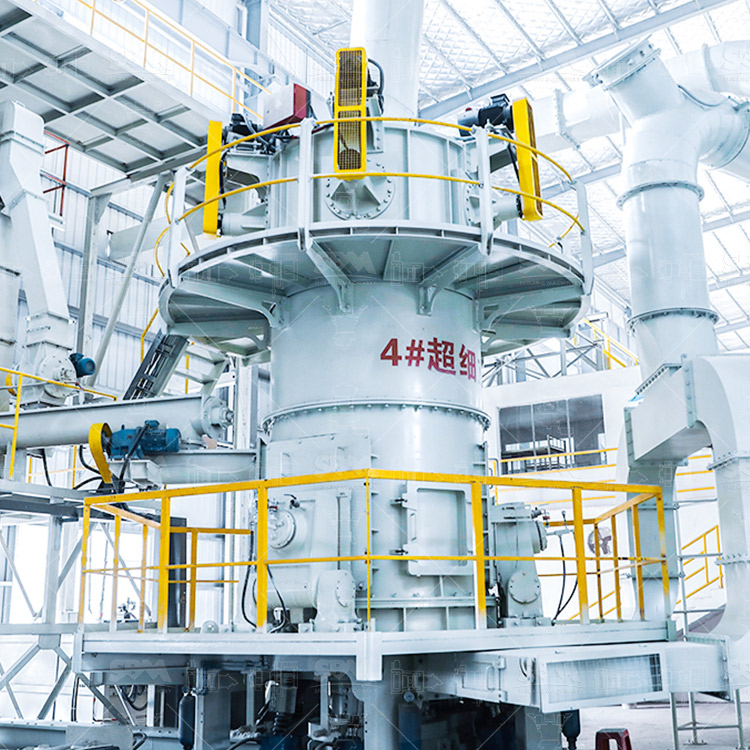 Schematic diagram showing the internal structure and grinding principle of a vertical roller mill