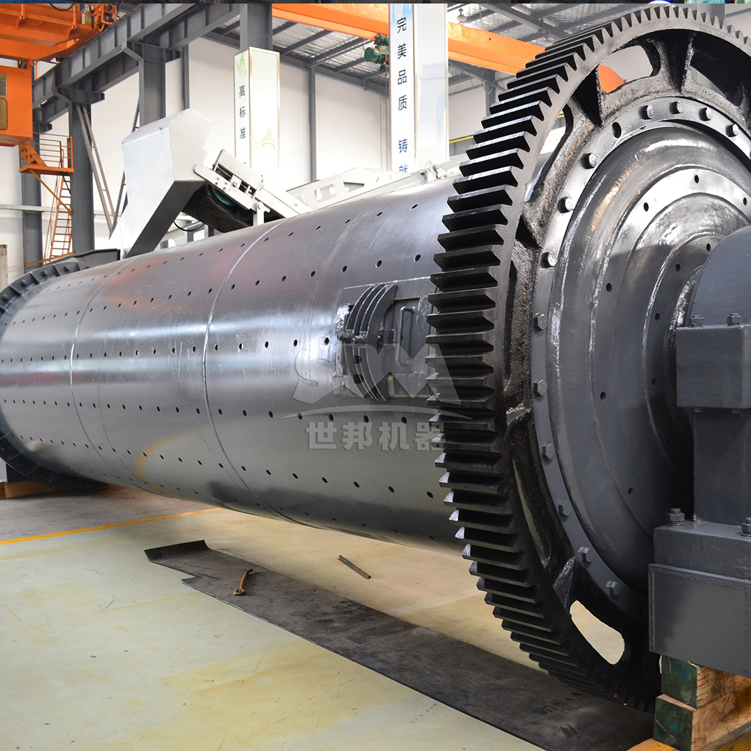 Ball mill grinding chamber showing grinding media and material flow pattern