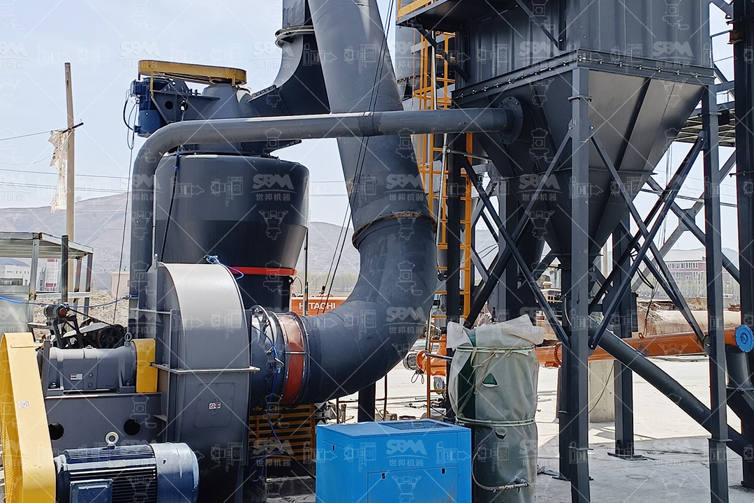 Manganese carbonate powder production line showing material flow from raw ore to finished product