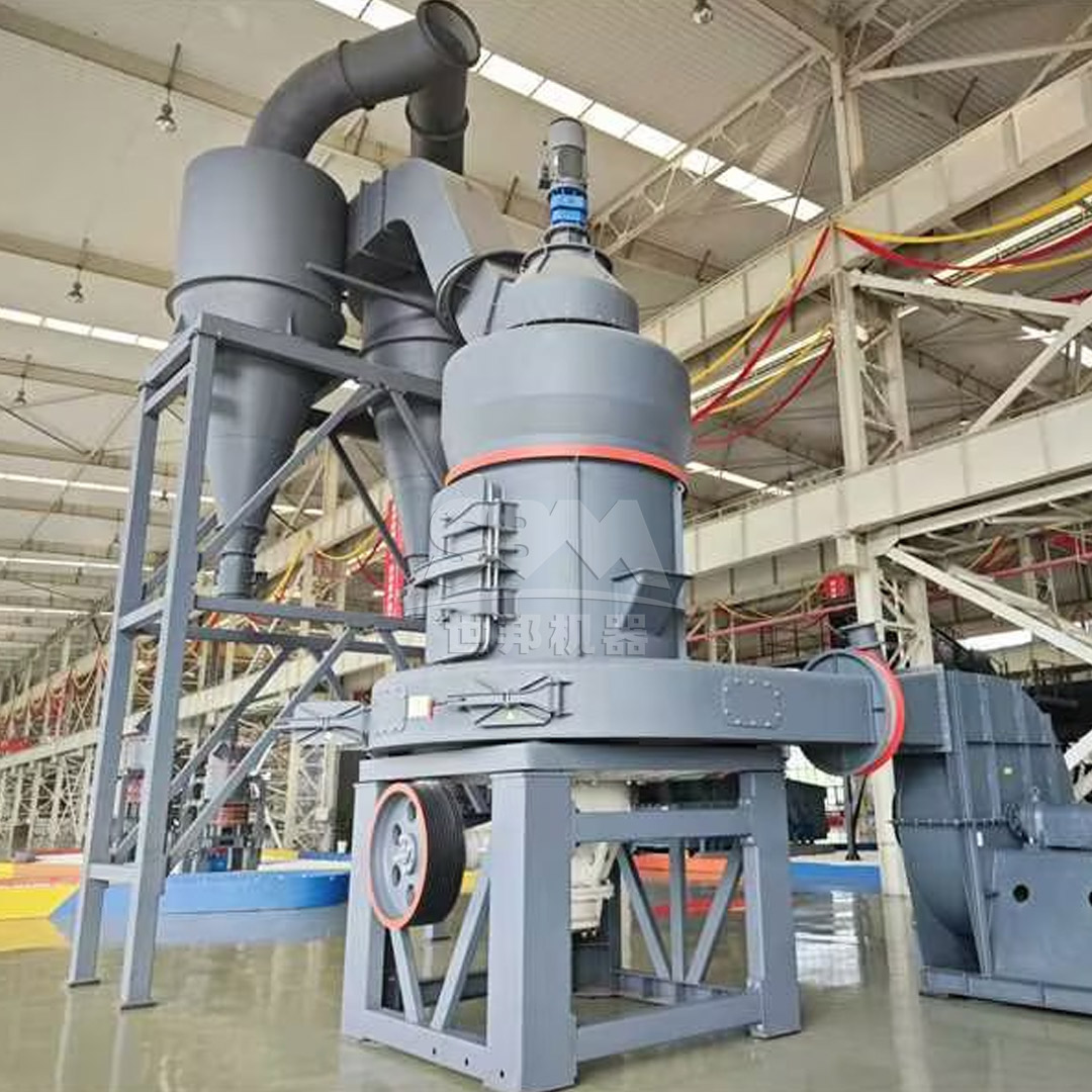 An industrial MTW Series Trapezium Mill installation in a construction waste recycling plant, showing material feed and dust collection system.