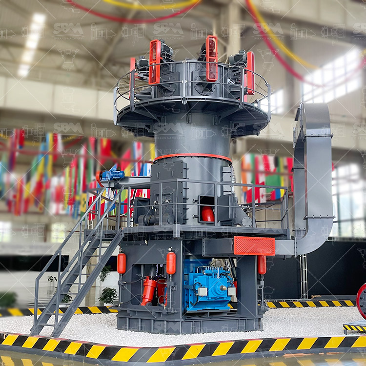 Industrial installation of a large Vertical Roller Mill (VRM) in a mineral processing plant.