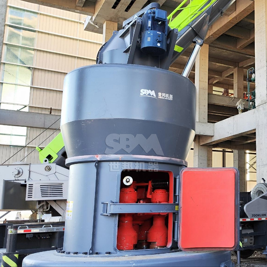 MTW Series Trapezium Mill installed in an industrial setting, showcasing its robust structure and compact design.