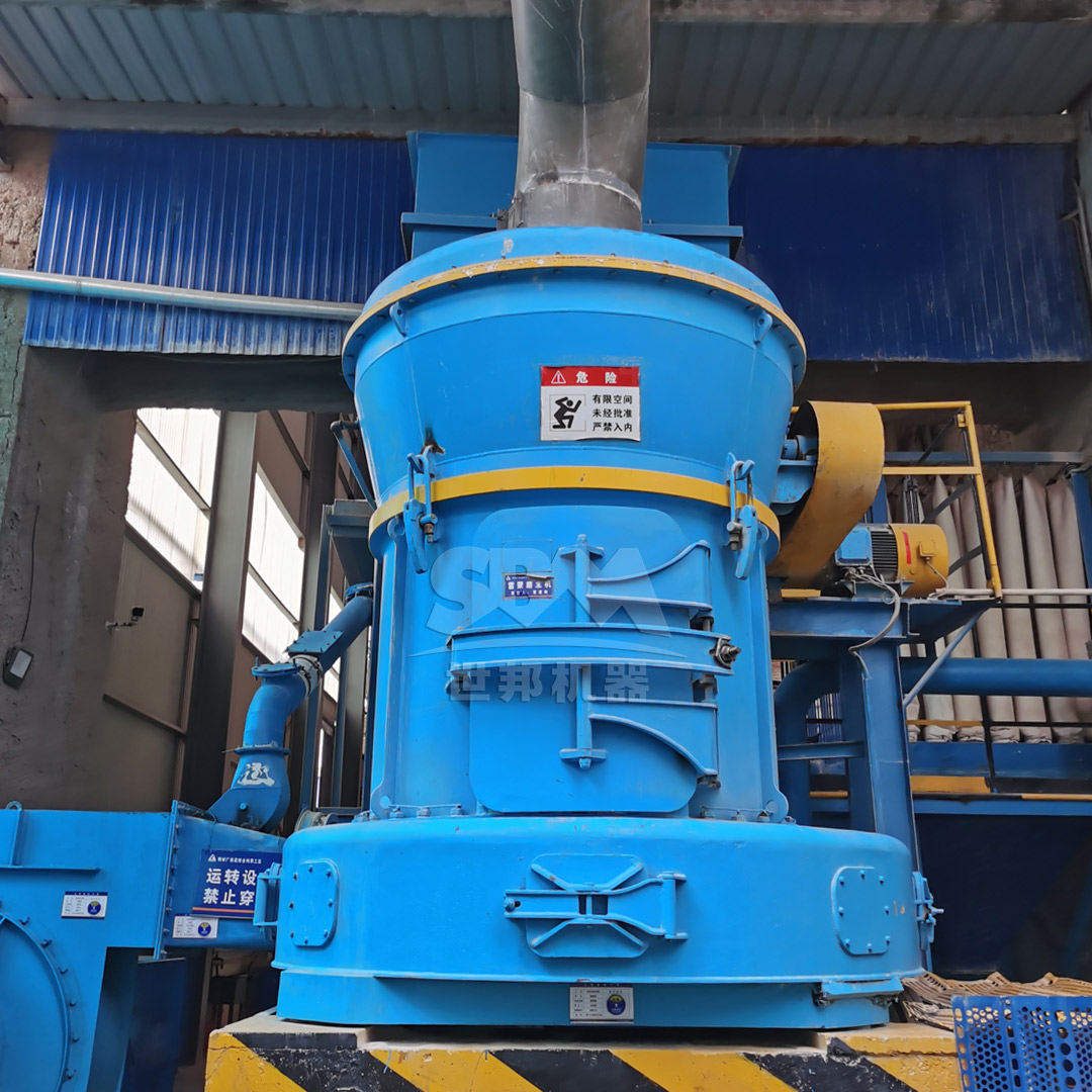 MTW Series European Trapezium Mill in an industrial setting processing granite powder.