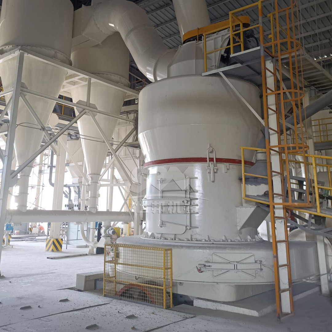 Finished building gypsum powder being packed in bags showing white fine powder consistency
