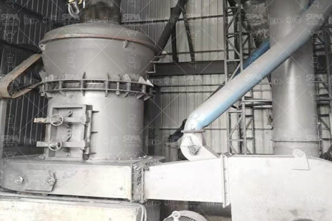 Titanium ore mill operation showing grinding rollers and classification system