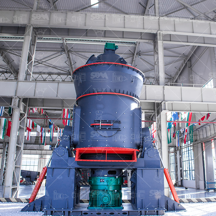 Steel slag grinding production line layout with vertical mill, dust collector, and finished product silo